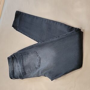 Forever 21 Size 26 Washed Black Distressed Skinny High Rise Jeans